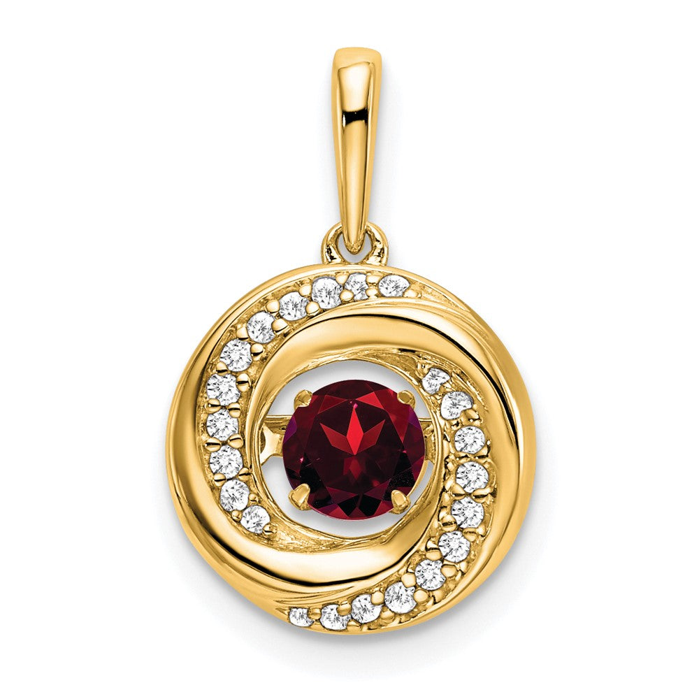 14k Round Garnet and Diamond Pendant (2.08 grams)