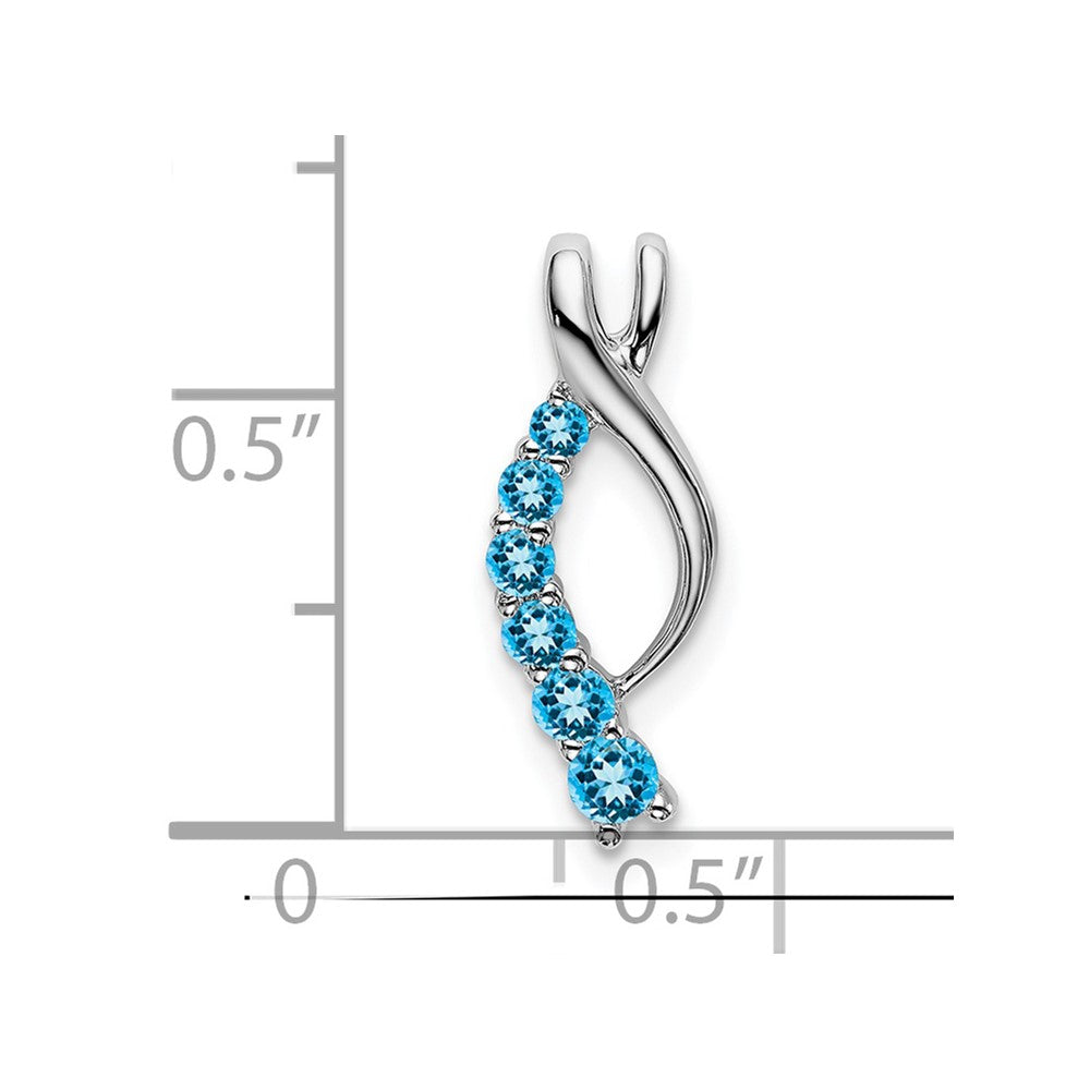 14k White Gold Blue Topaz Journey Chain Slide (0.95 grams)