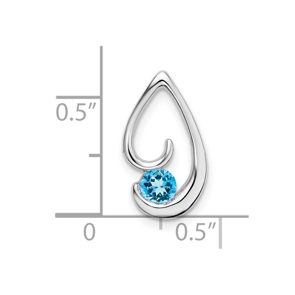 14k White Gold Blue Topaz Chain Slide (1.45 grams)