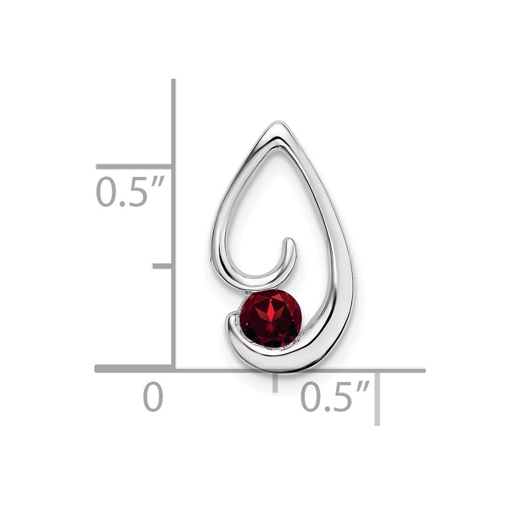 14k White Gold Garnet Chain Slide (1.45 grams)