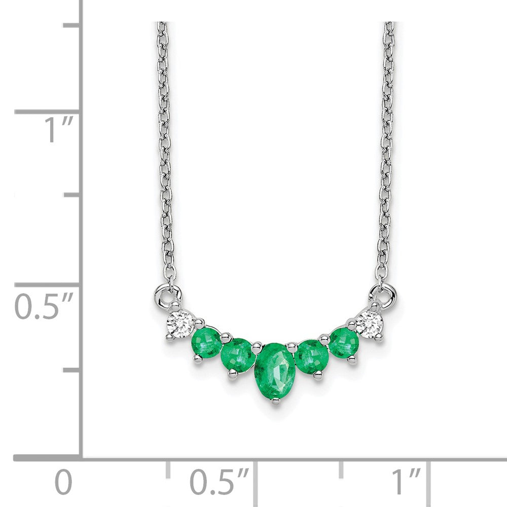 14k White Gold 4.5 mm Emerald and Diamond inch Necklace (2.14 grams)