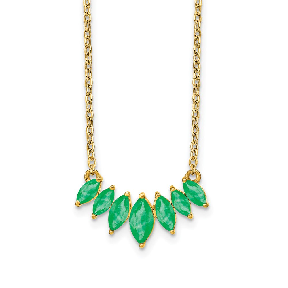 14k Yellow Gold 7.1 mm Marquise Emerald inch Necklace (2.33 grams)