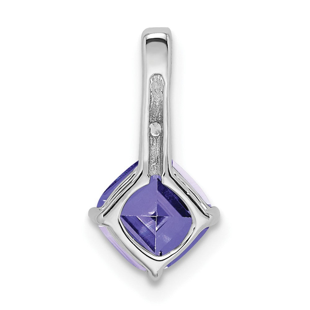14k White Gold Cushion Tanzanite and Diamond Pendant (0.65 grams)