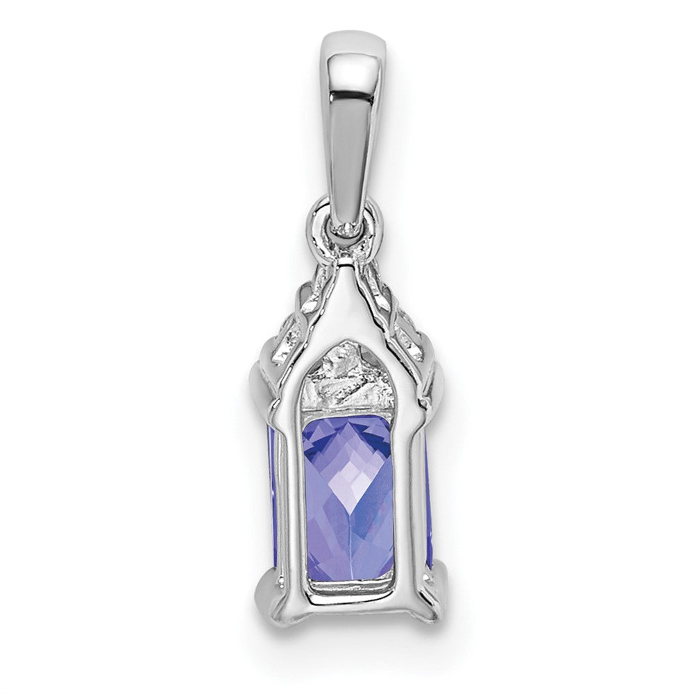 14k White Gold Emerald-shape Tanzanite and Diamond Pendant (0.6 grams)