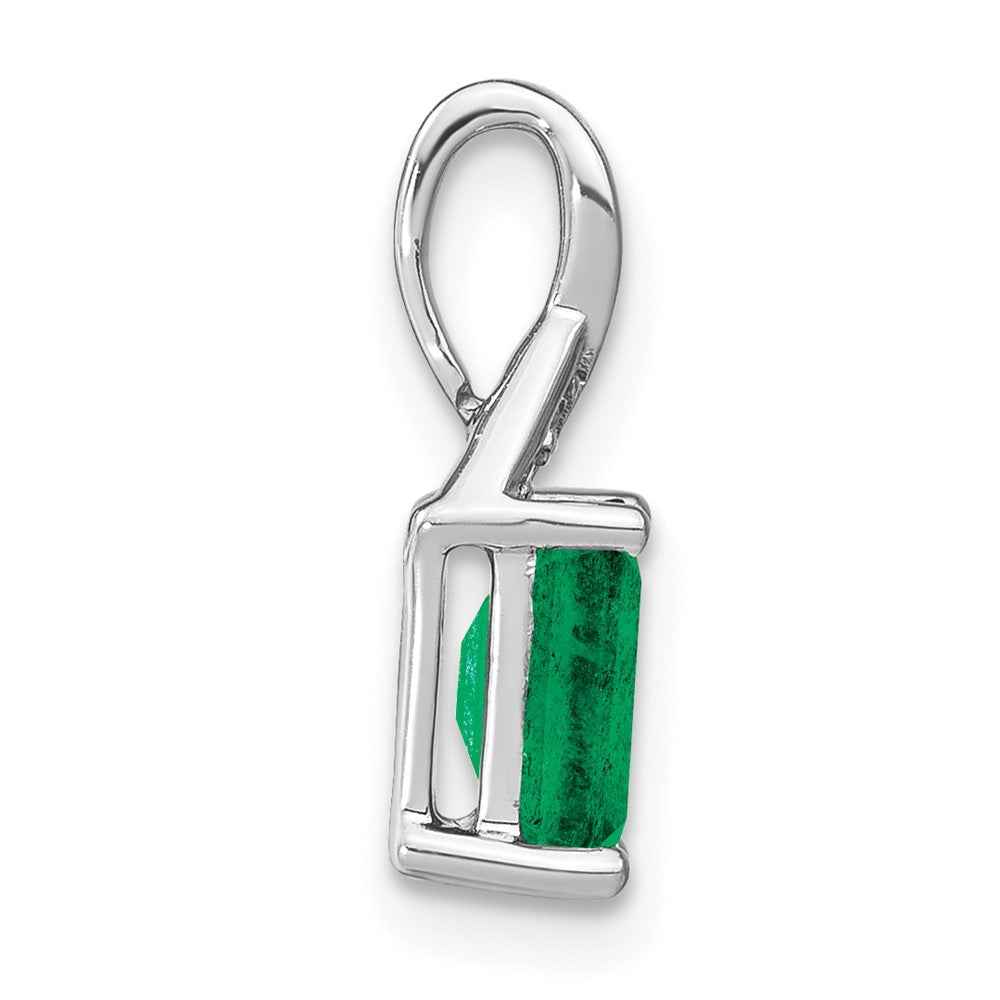 14k White Gold Rectangle Emerald and Diamond Pendant (0.85 grams)