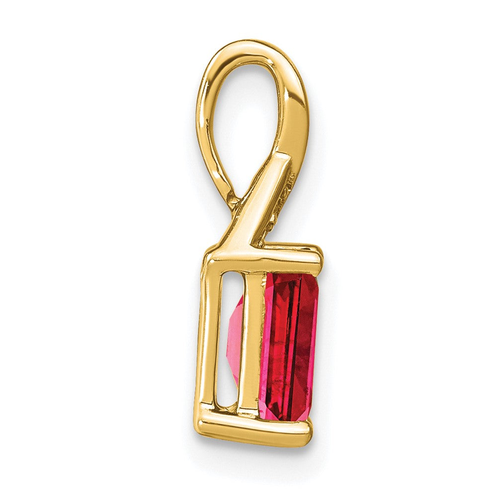 14k Emerald-shape Ruby and Diamond Pendant (0.85 grams)
