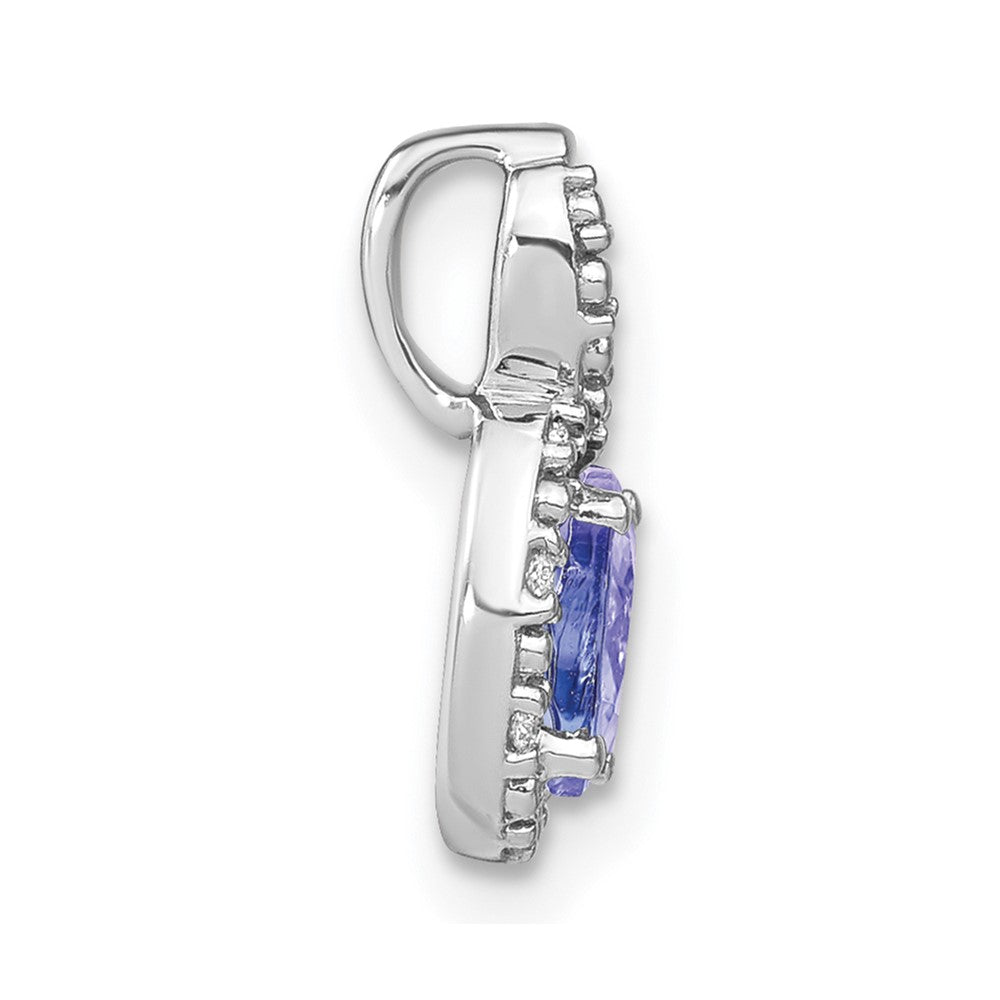 14k White Gold Oval Tanzanite and Diamond Pendant (0.85 grams)