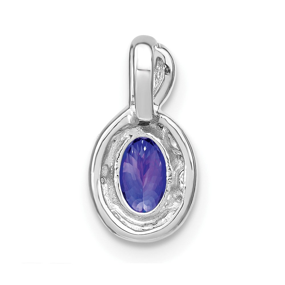 14k White Gold Oval Tanzanite and Diamond Pendant (0.85 grams)
