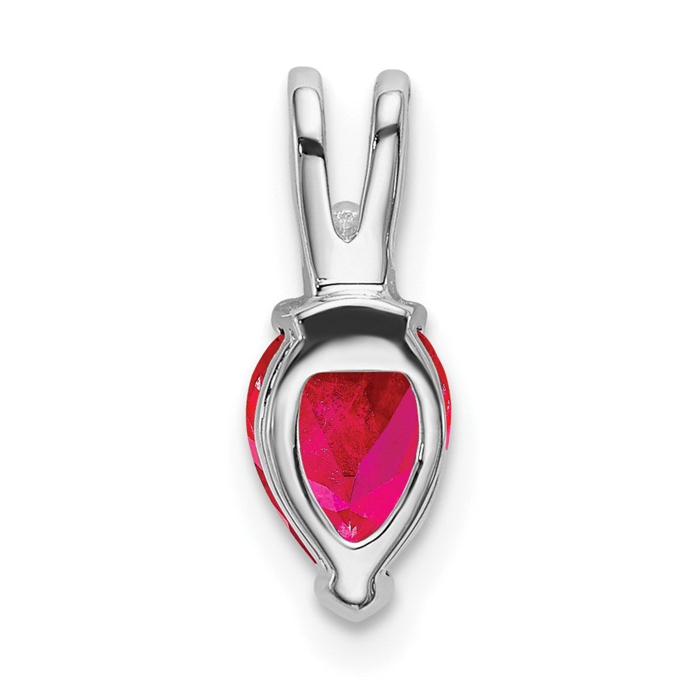 14k White Gold Pear Ruby and Diamond Pendant (0.55 grams)