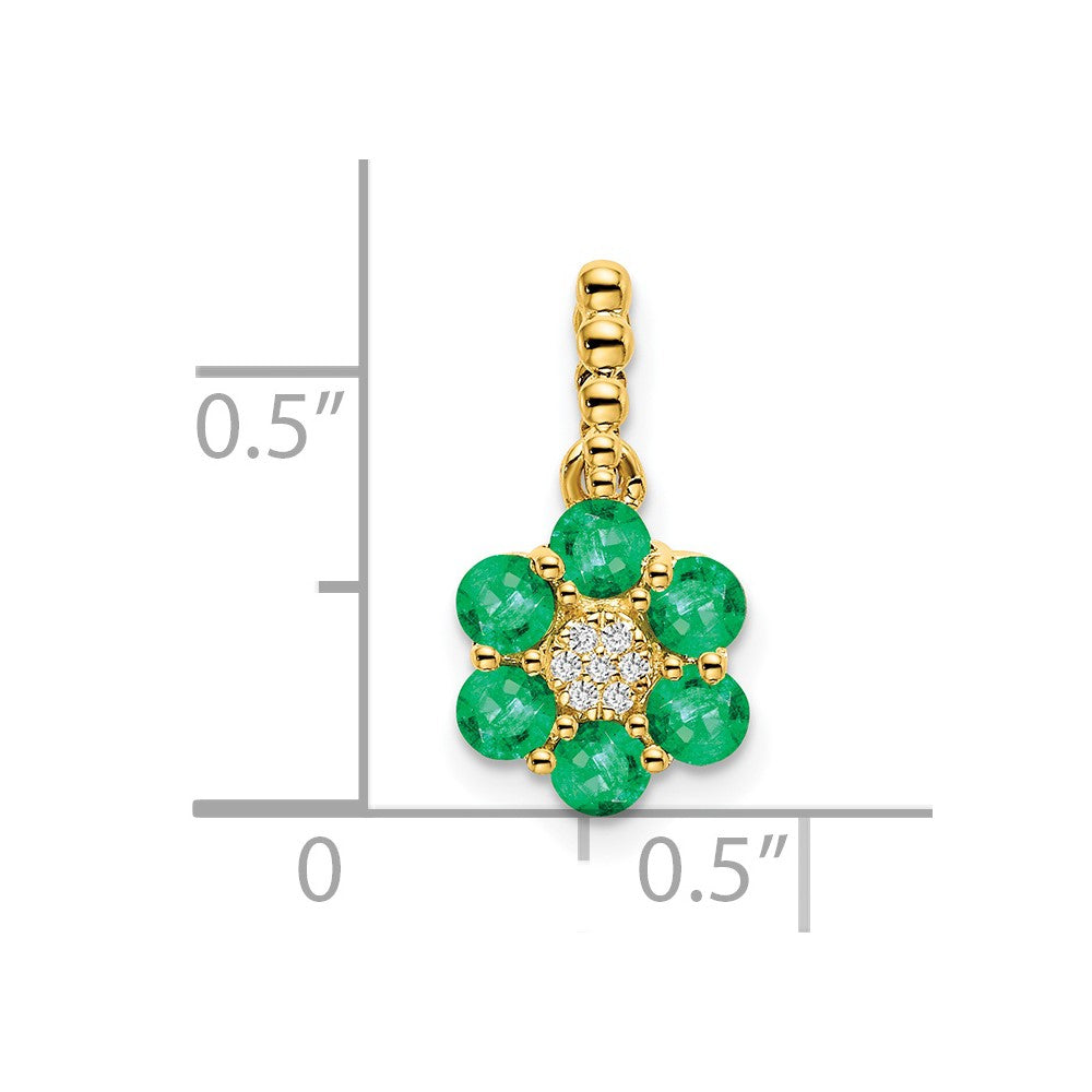 14k Emerald and Diamond Floral Pendant (1.15 grams)