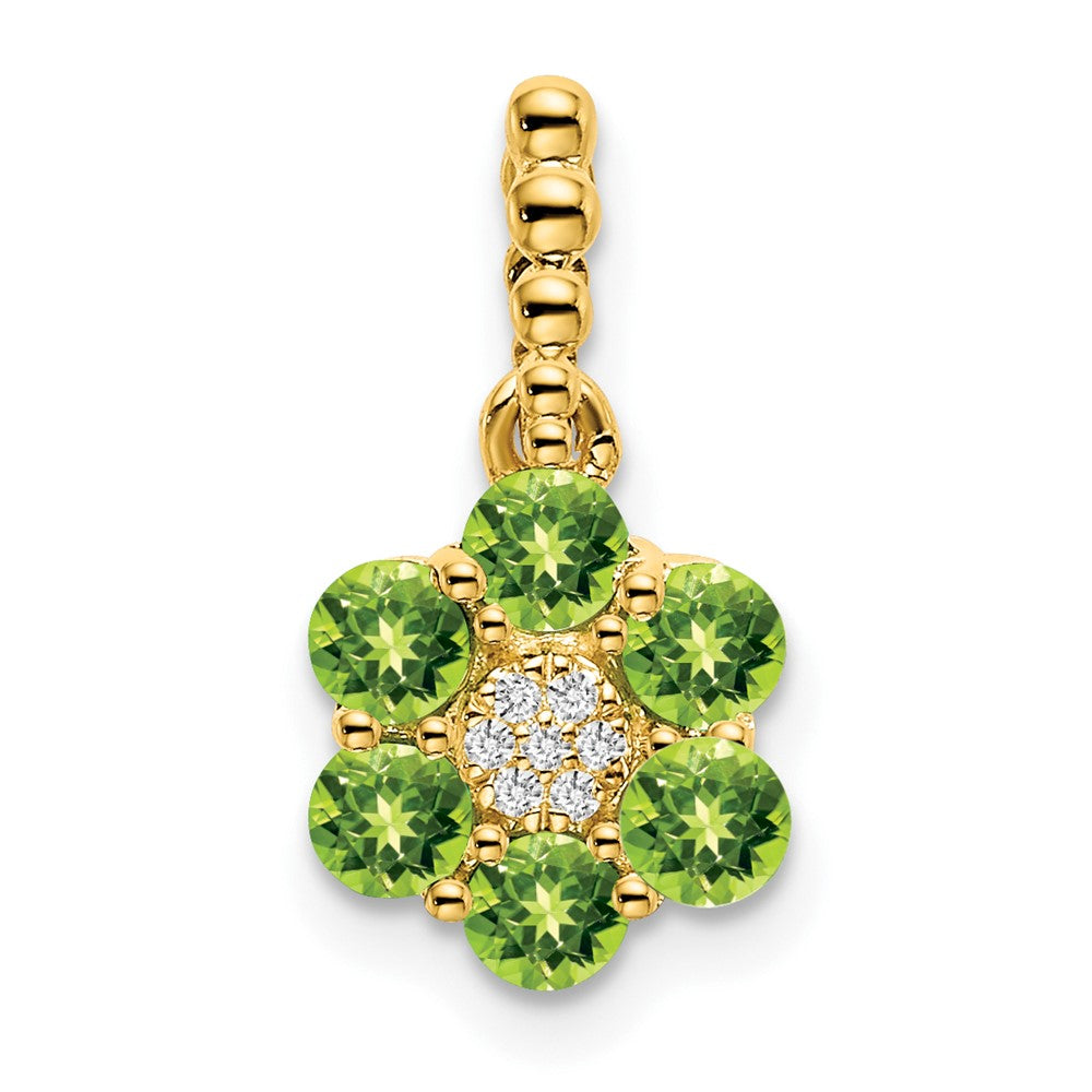 14k Peridot and Diamond Floral Pendant (1.15 grams)