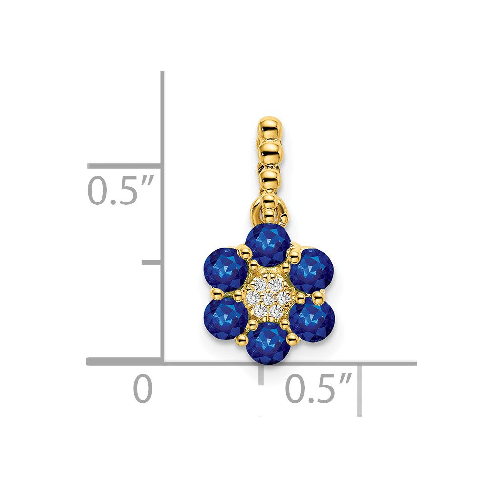 14k Sapphire and Diamond Floral Pendant (1.15 grams)