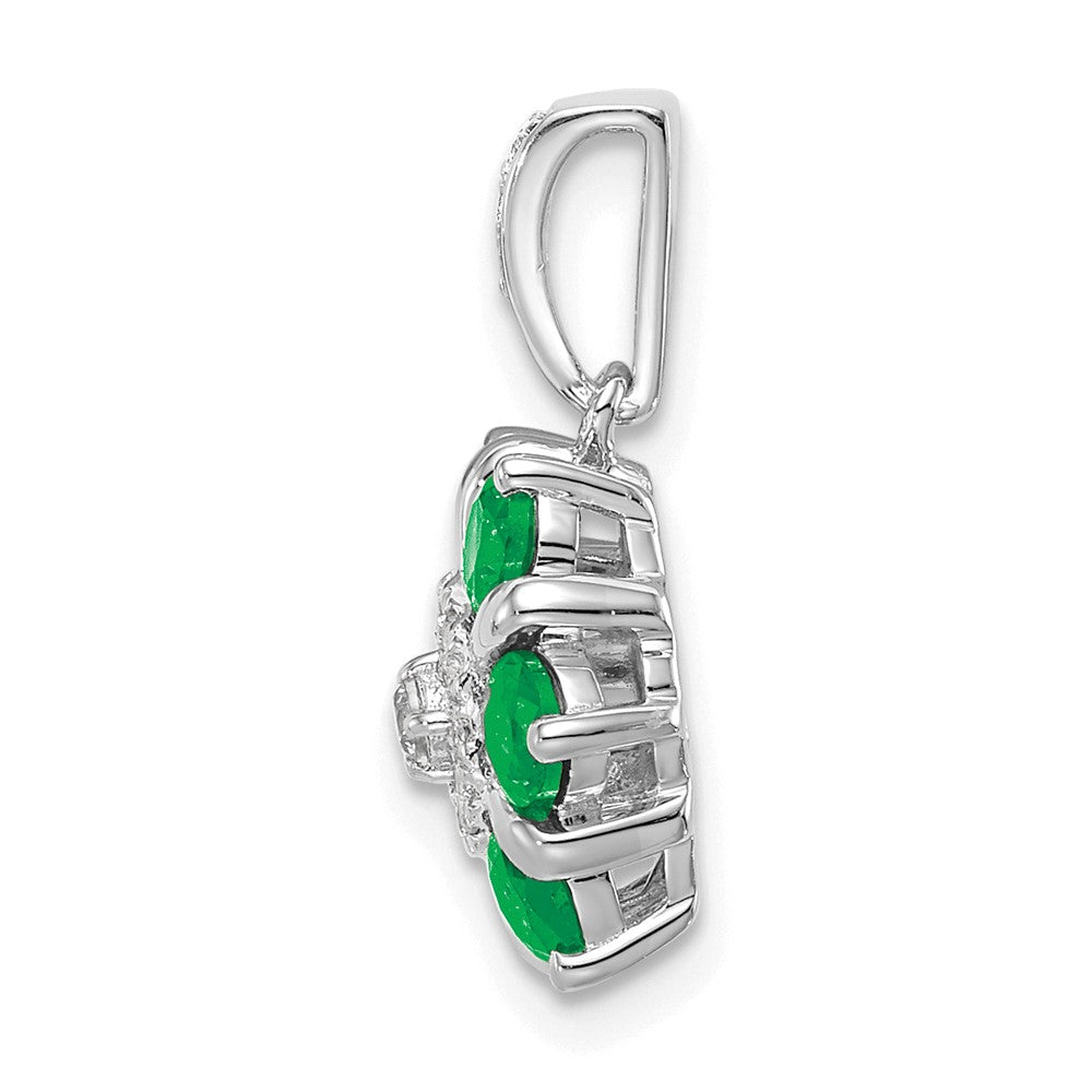 14k White Gold Emerald and Diamond Floral Pendant (1.65 grams)