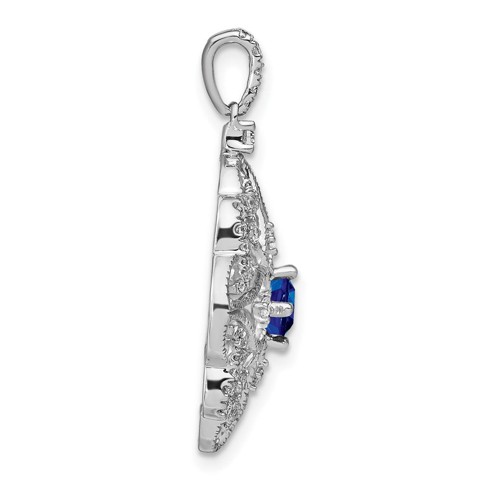 14k White Gold Sapphire and Diamond Pendant (2.5 grams)