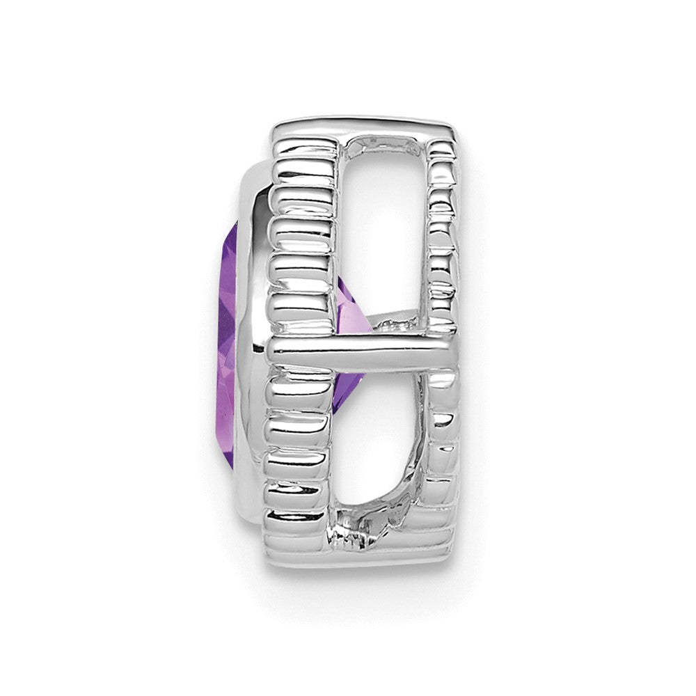 14k White Gold Cushion Amethyst Chain Slide (1.6 grams)