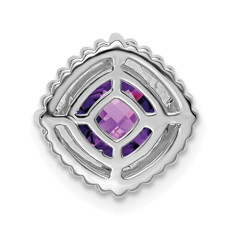 14k White Gold Cushion Amethyst Chain Slide (1.6 grams)