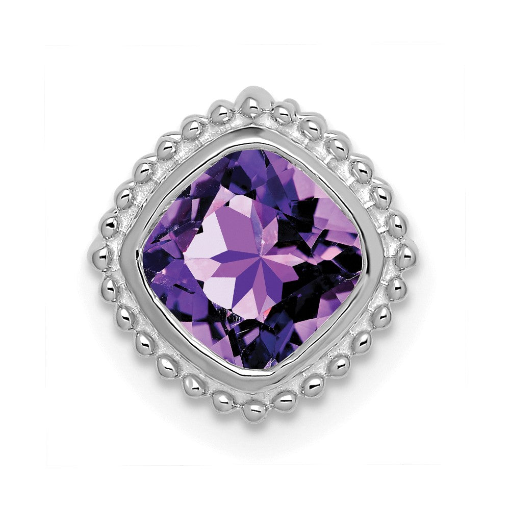 14k White Gold Cushion Amethyst Chain Slide (1.6 grams)