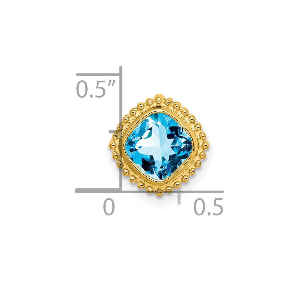 14k Cushion Blue Topaz Chain Slide (1.6 grams)