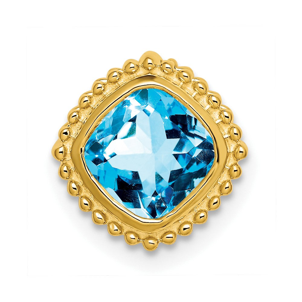 14k Cushion Blue Topaz Chain Slide (1.6 grams)