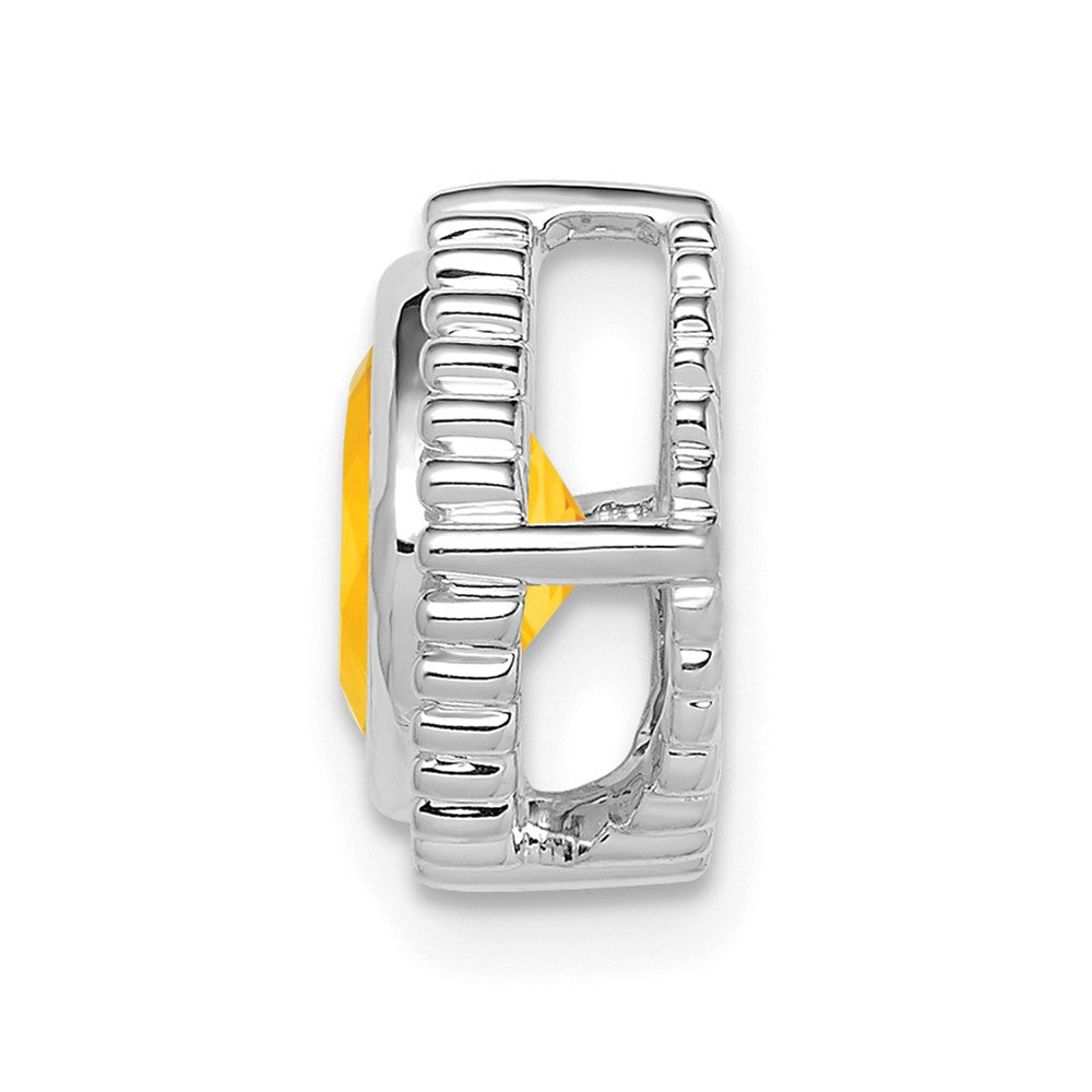 14k White Gold Cushion Citrine Chain Slide (1.6 grams)