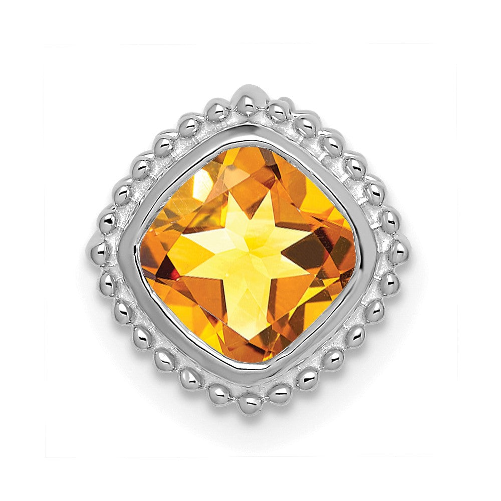 14k White Gold Cushion Citrine Chain Slide (1.6 grams)