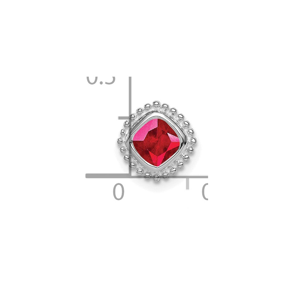 14k White Gold Cushion Ruby Chain Slide (0.85 grams)