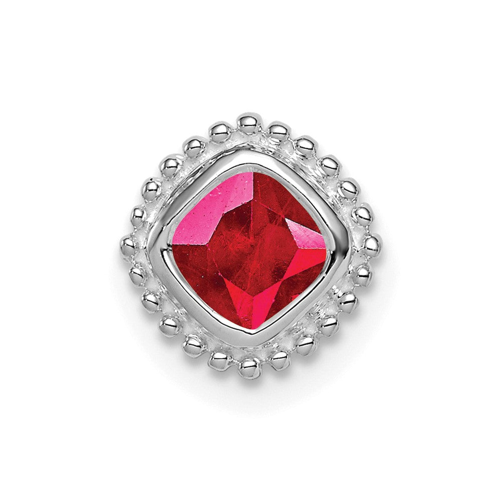 14k White Gold Cushion Ruby Chain Slide (0.85 grams)