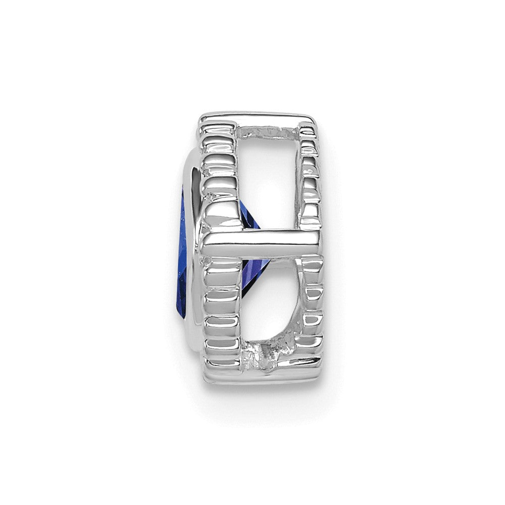 14k White Gold Cushion Sapphire Chain Slide (0.85 grams)