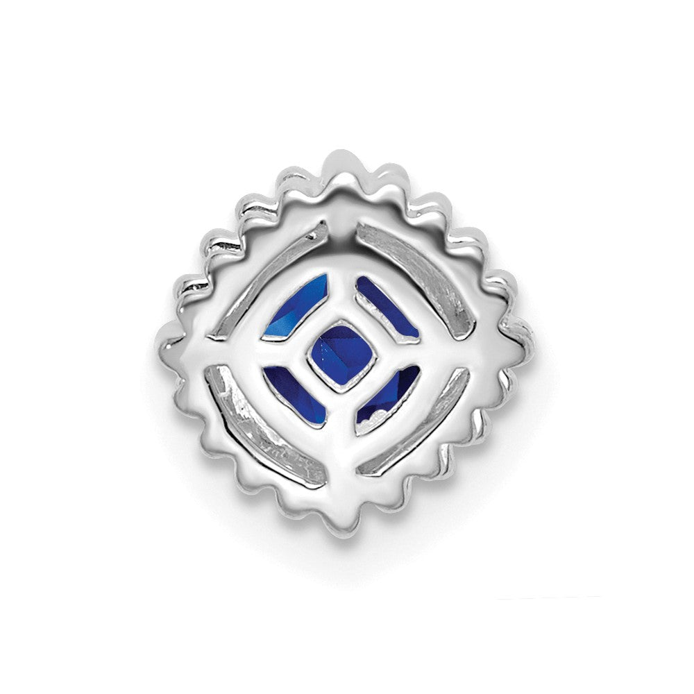 14k White Gold Cushion Sapphire Chain Slide (0.85 grams)