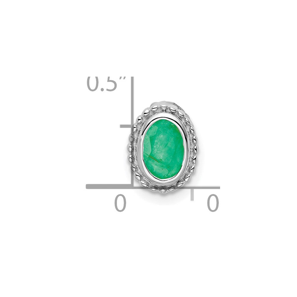14k White Gold Oval Emerald Chain Slide (0.7 grams)