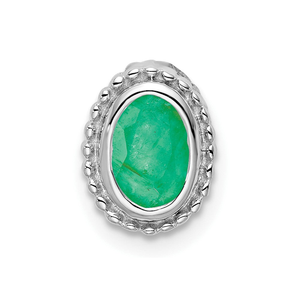 14k White Gold Oval Emerald Chain Slide (0.7 grams)