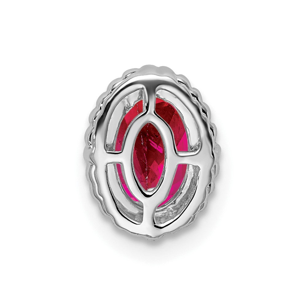 14k White Gold Oval Ruby Chain Slide (0.7 grams)
