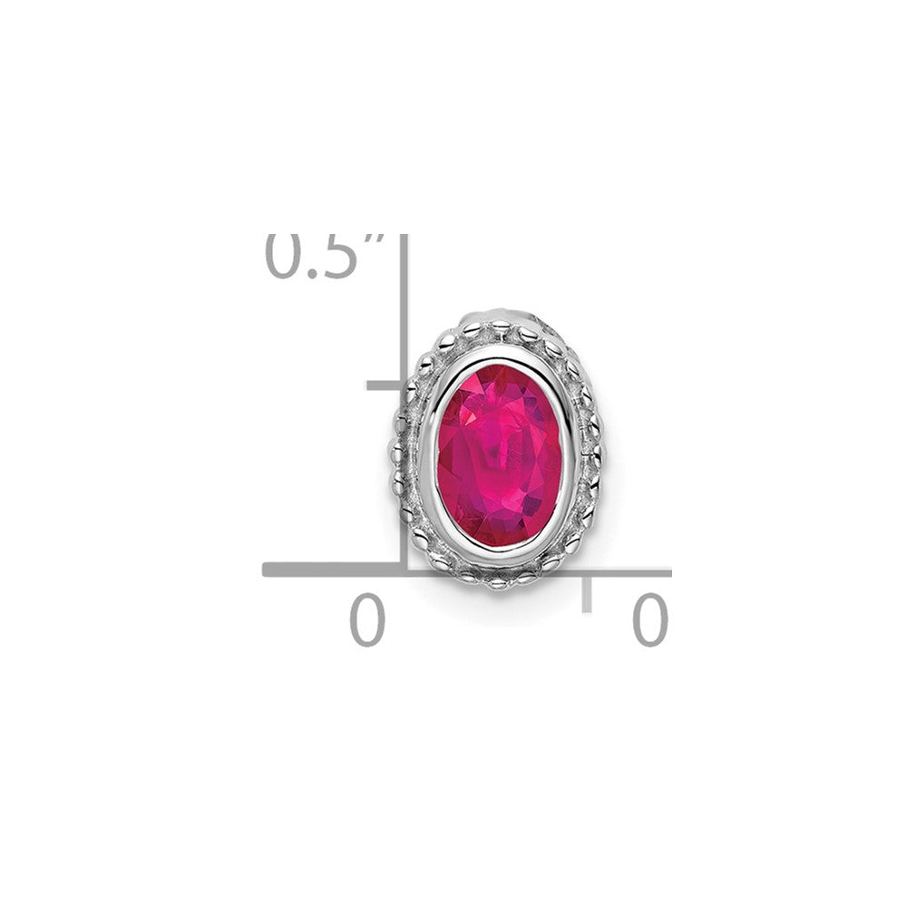 14k White Gold Oval Ruby Chain Slide (0.7 grams)