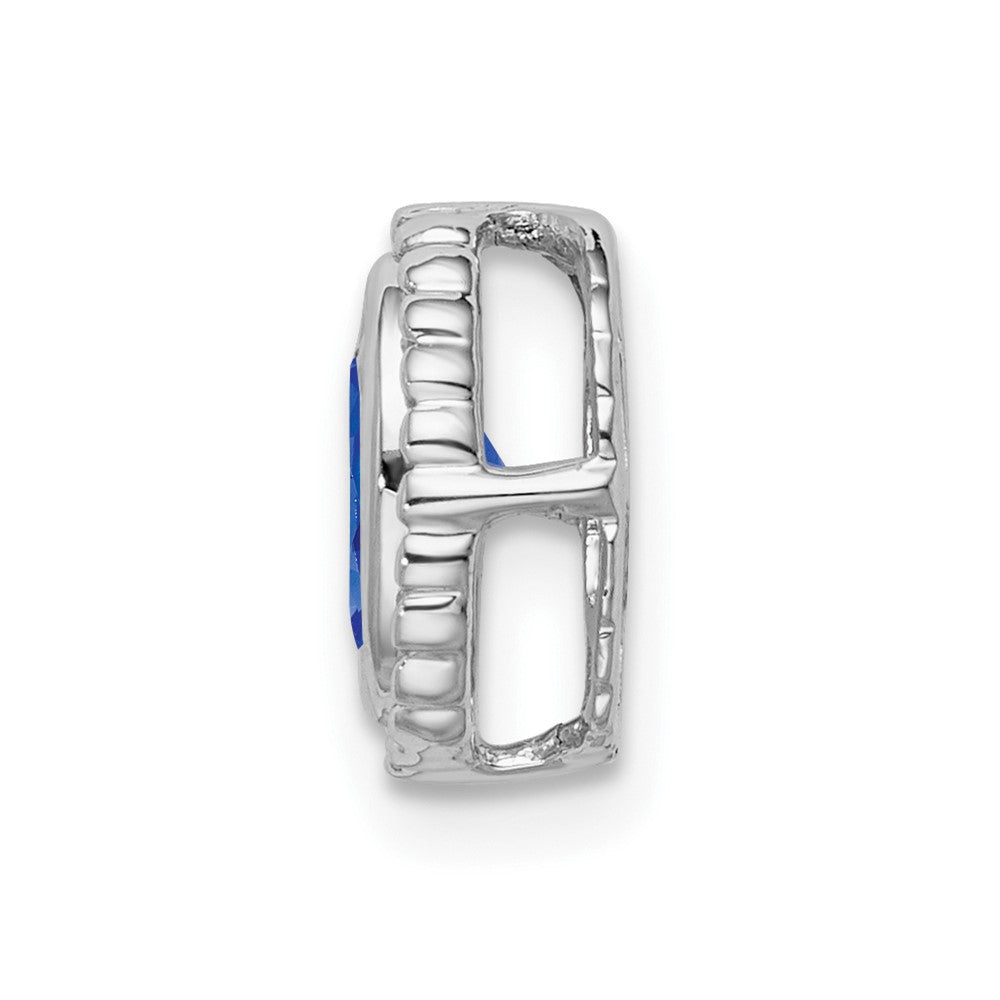 14k White Gold Oval Sapphire Chain Slide (0.7 grams)