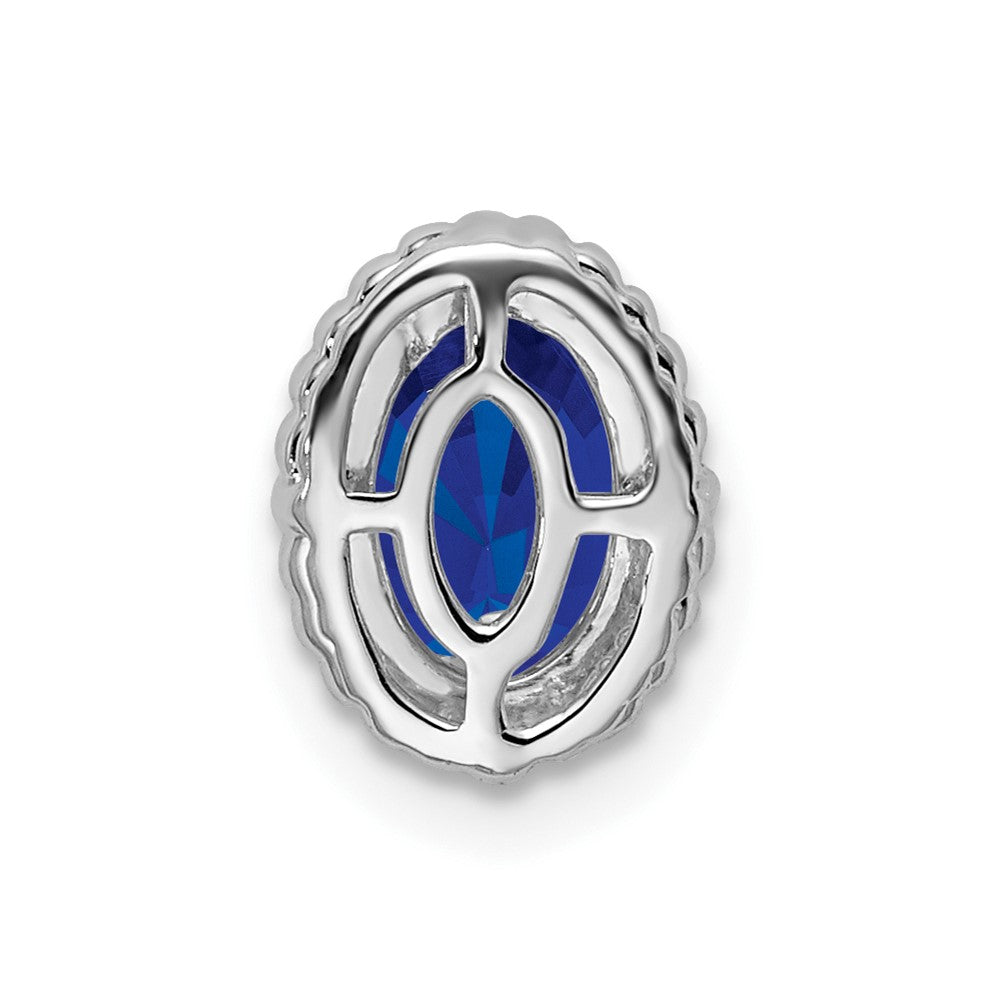 14k White Gold Oval Sapphire Chain Slide (0.7 grams)