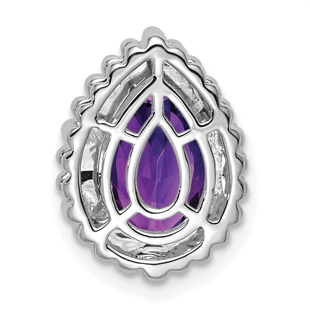 14k White Gold Pear Amethyst Chain Slide (2.15 grams)