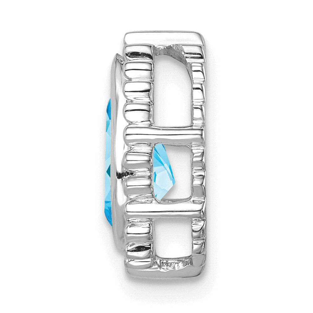14k White Gold Pear Blue Topaz Chain Slide (2.15 grams)
