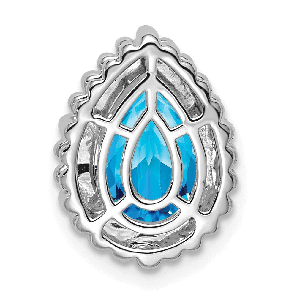 14k White Gold Pear Blue Topaz Chain Slide (2.15 grams)