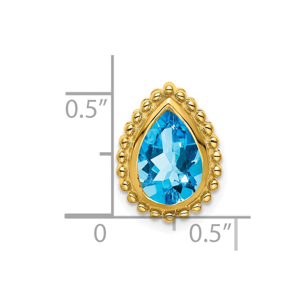 14k Pear Blue Topaz Chain Slide (2.15 grams)
