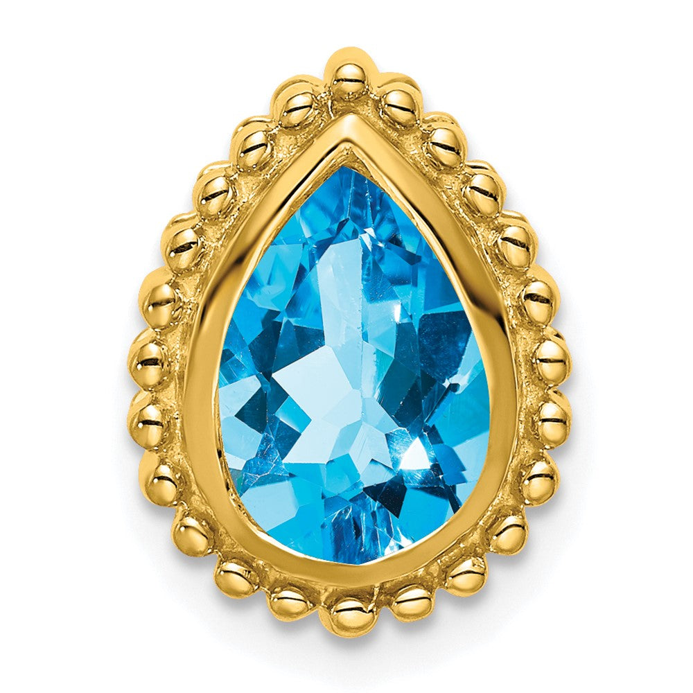 14k Pear Blue Topaz Chain Slide (2.15 grams)