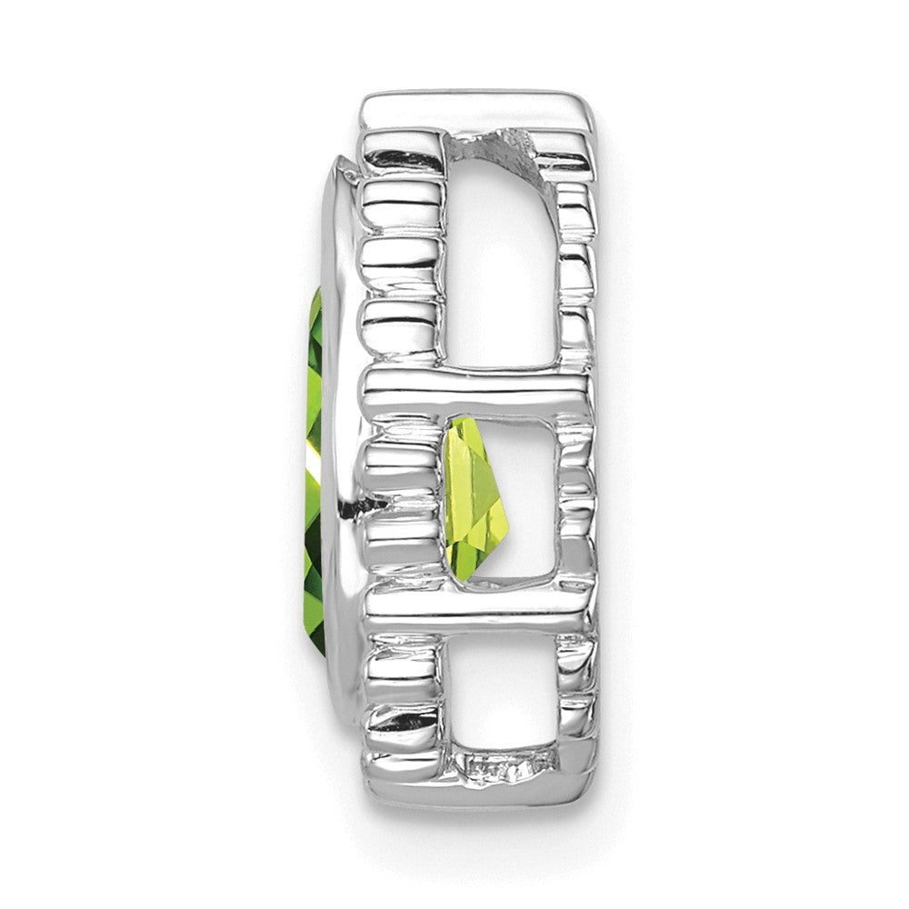 14k White Gold Pear Peridot Chain Slide (2.15 grams)