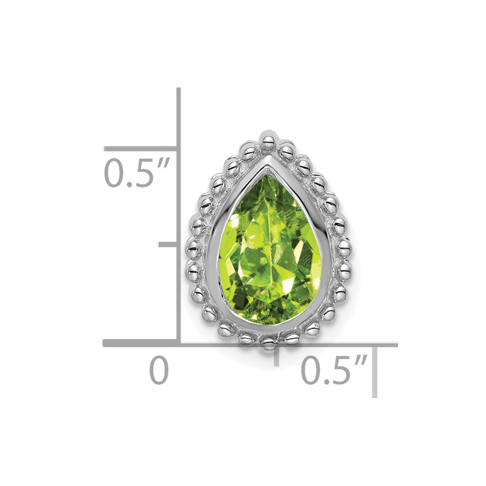 14k White Gold Pear Peridot Chain Slide (2.15 grams)