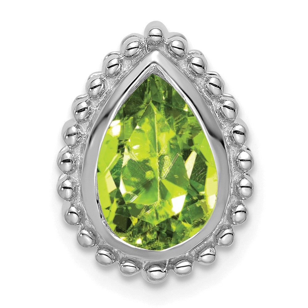 14k White Gold Pear Peridot Chain Slide (2.15 grams)