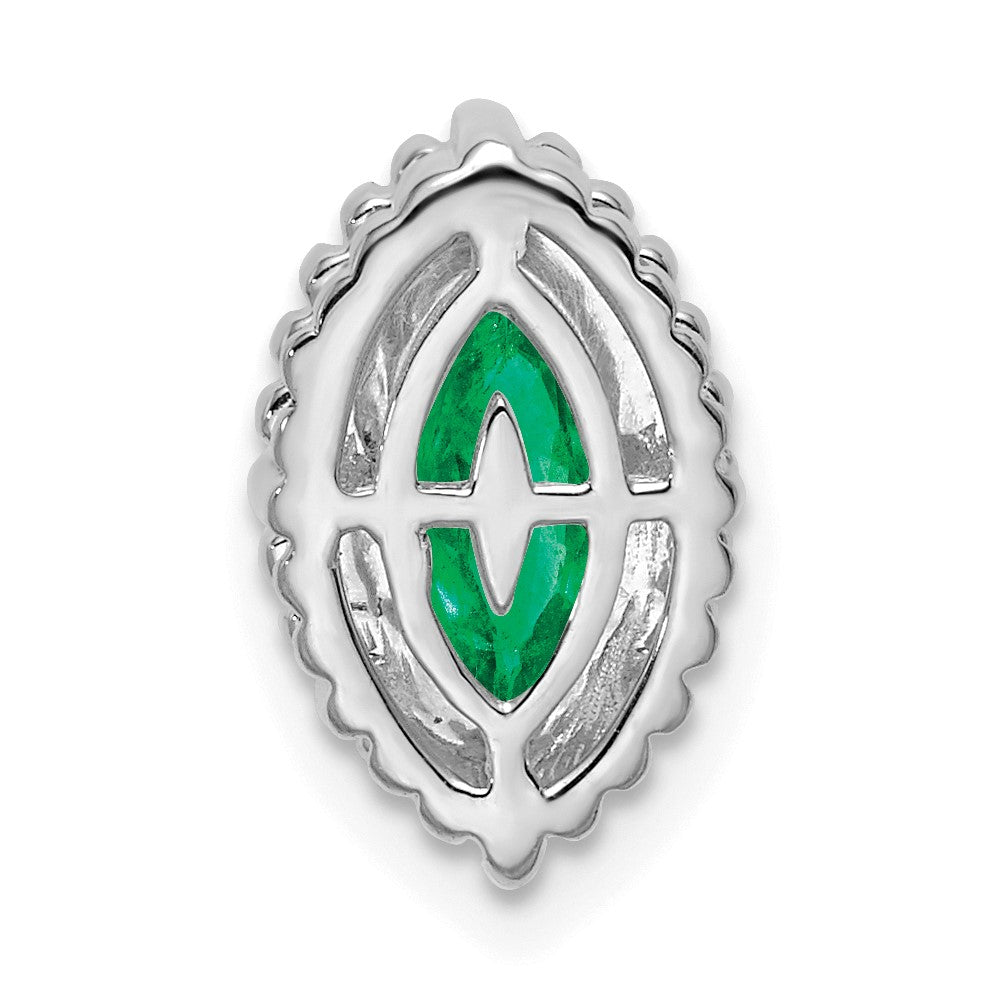 14k White Gold Marquise Emerald Chain Slide (1.05 grams)