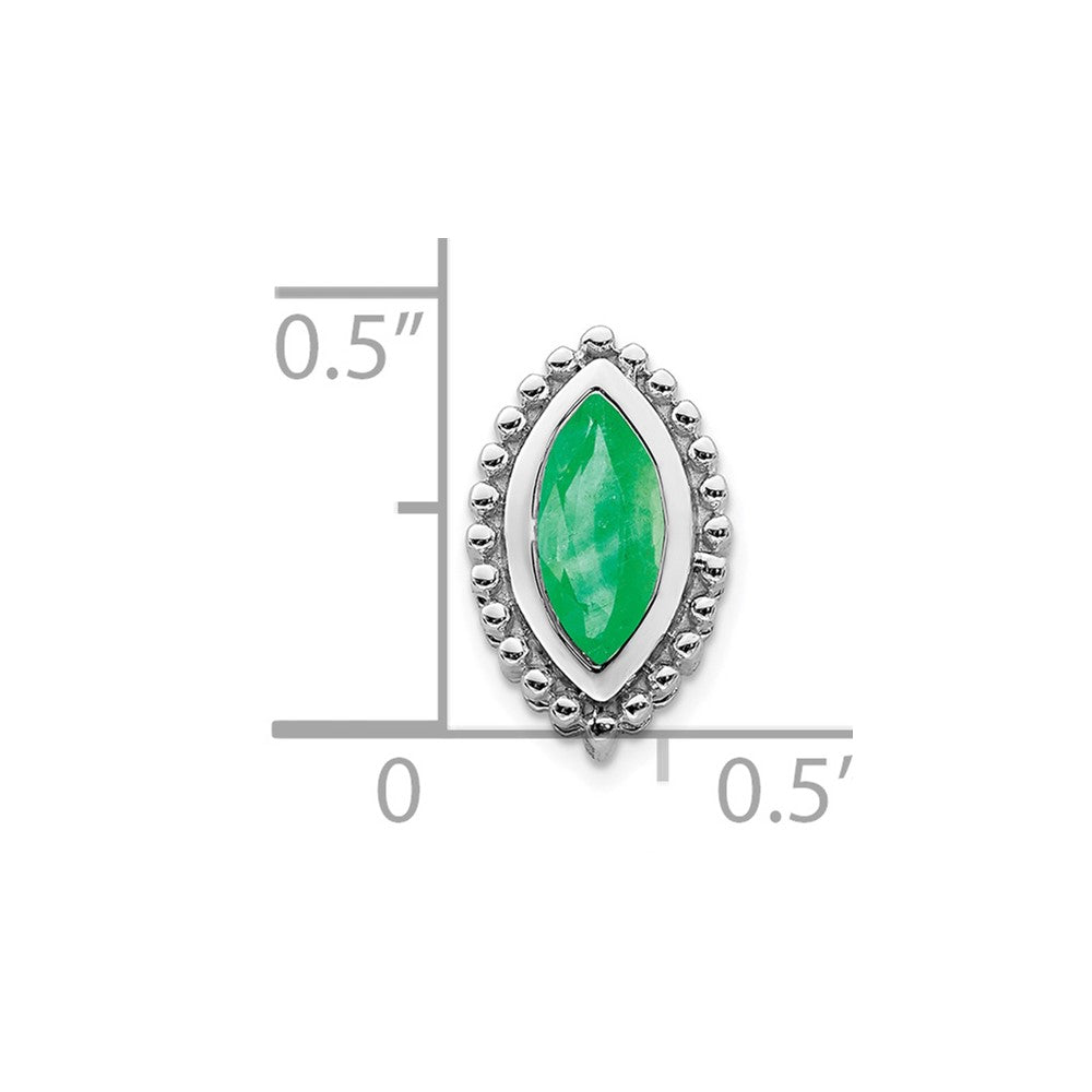 14k White Gold Marquise Emerald Chain Slide (1.05 grams)
