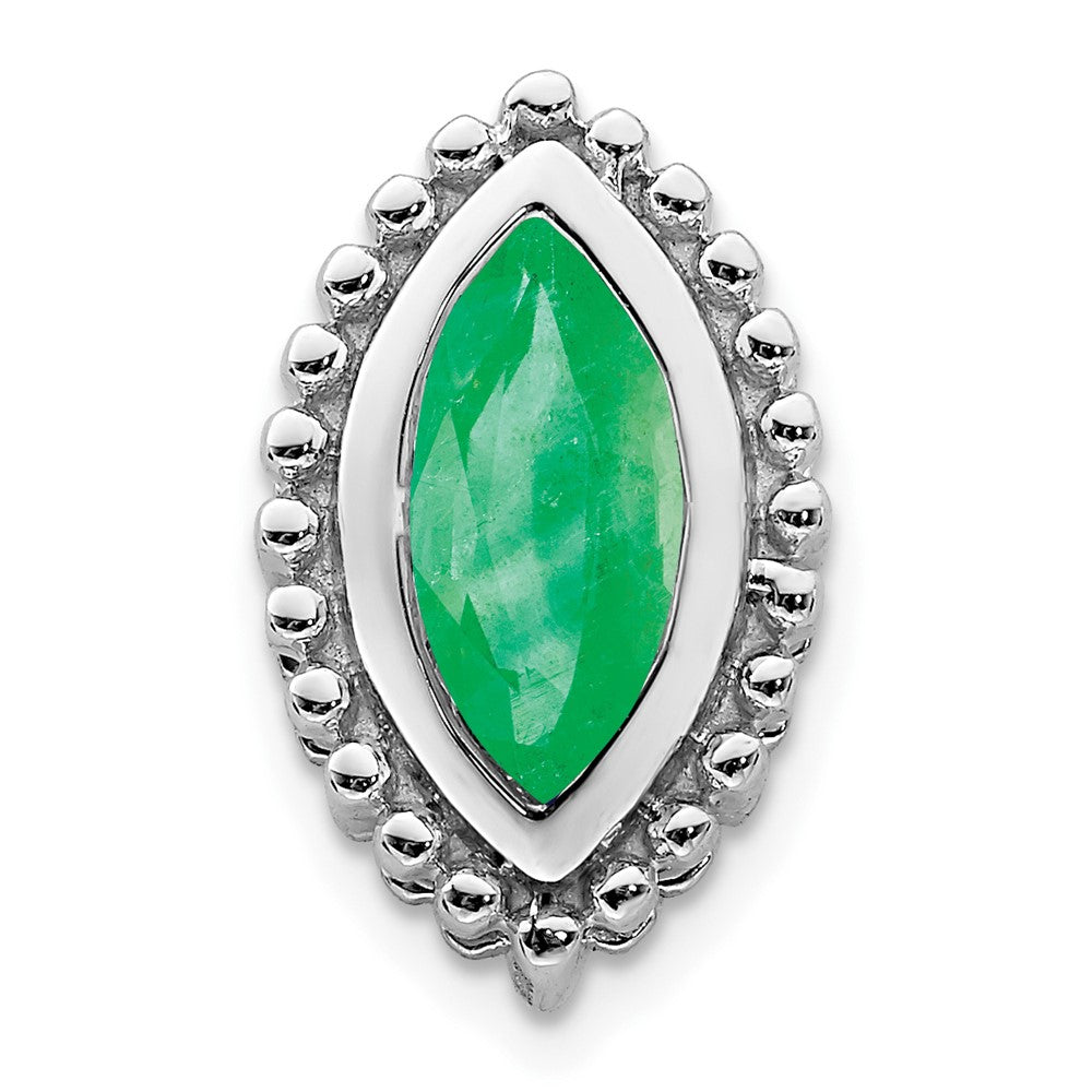 14k White Gold Marquise Emerald Chain Slide (1.05 grams)
