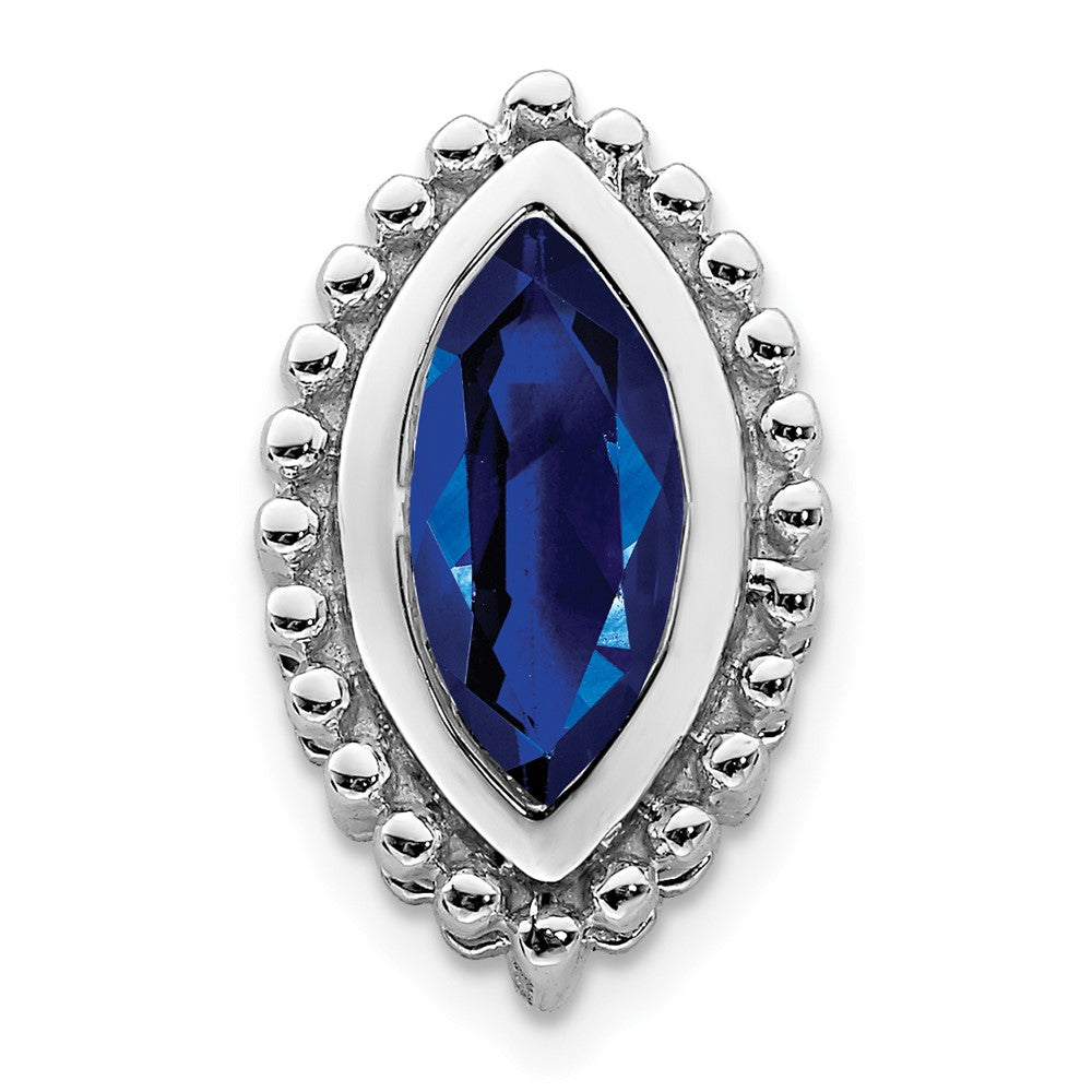 14k White Gold Marquise Sapphire Chain Slide (1.05 grams)