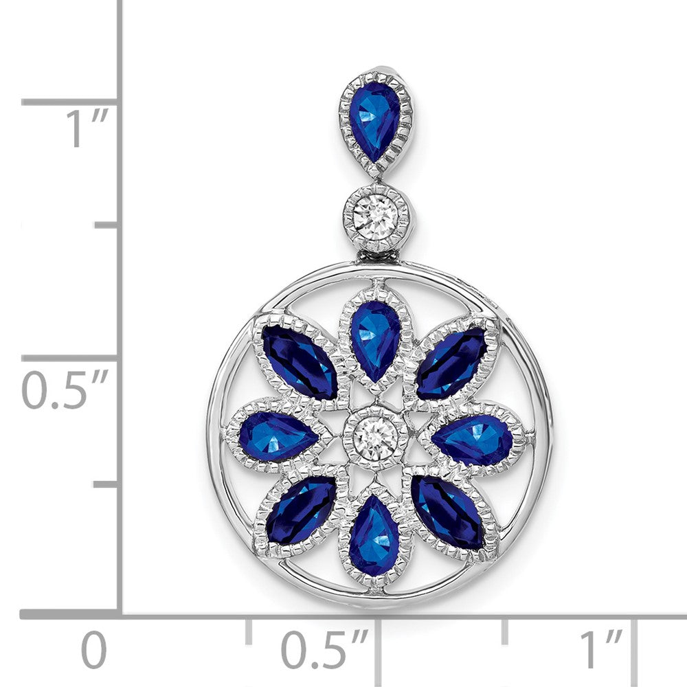 14k White Gold Sapphire and Diamond Pendant (3.3 grams)
