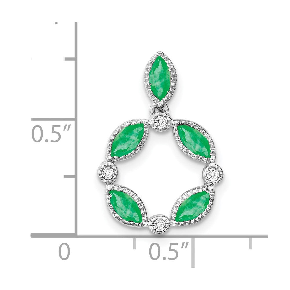 14k White Gold Emerald and Diamond Pendant (1.8 grams)