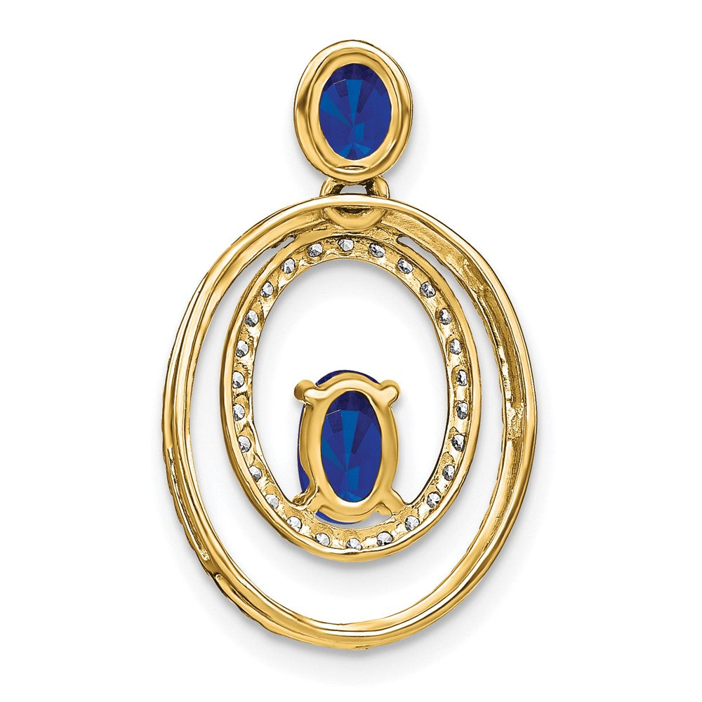 14k Sapphire and Diamond Oval Pendant (2 grams)